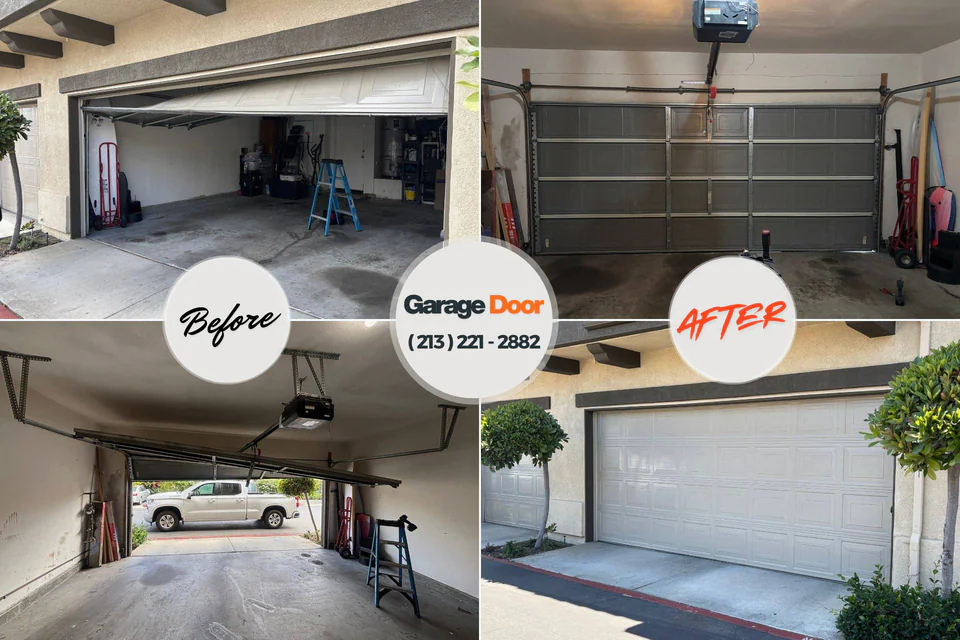 Before and after: garage door repair Whidbey Island Station, WA